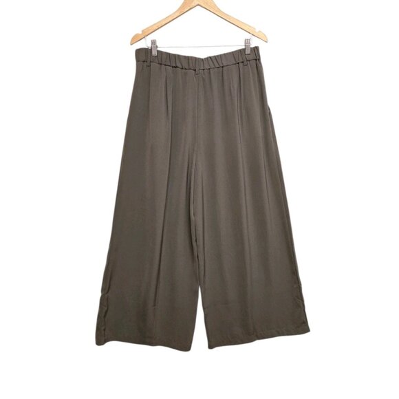 Tronjori Womens XL Taupe Wide Leg  Palazzo Pants Pleated Boho Lagenlook Casual - Picture 3 of 8